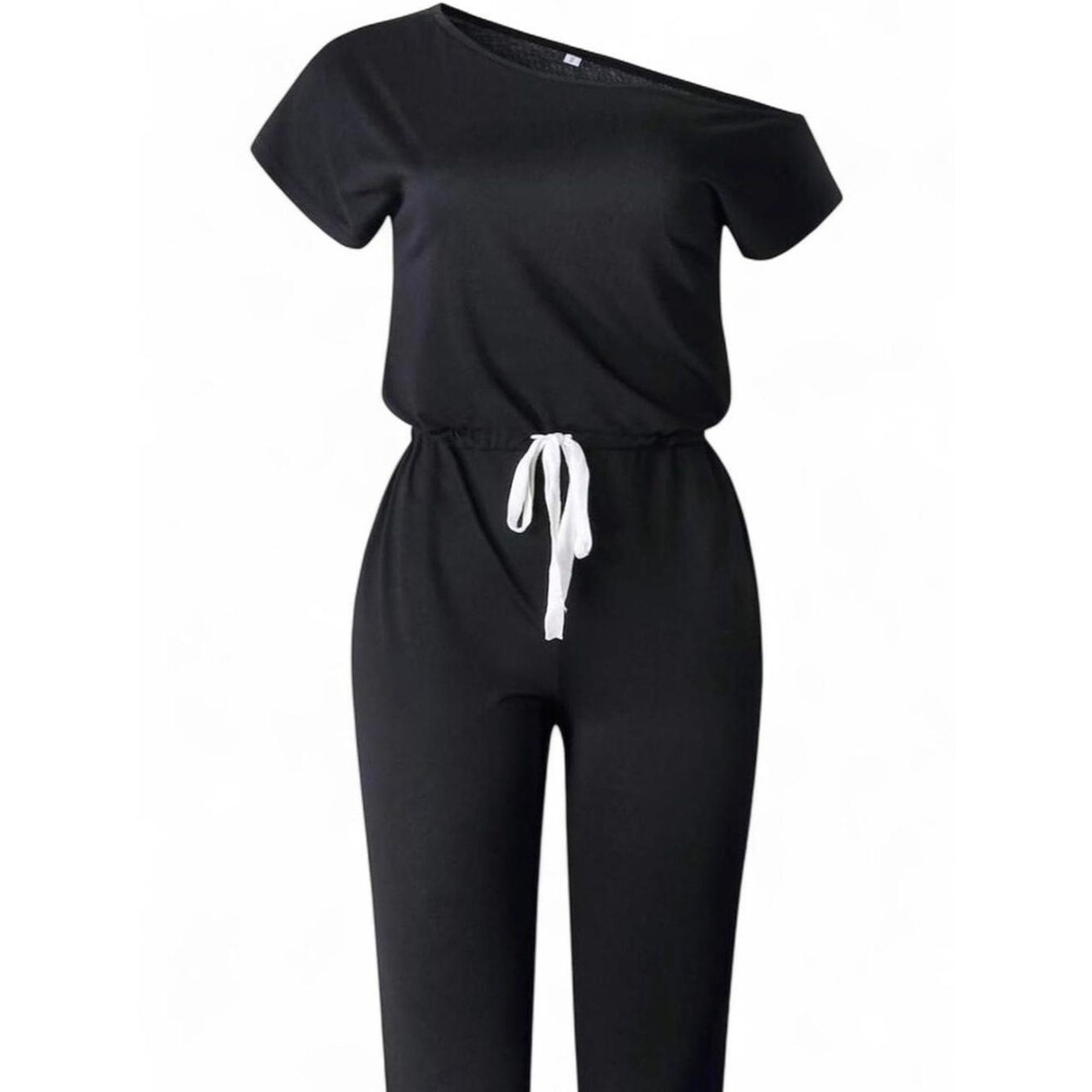 Black Off Shoulder Romper Women’s Medium - Picture 2 of 4